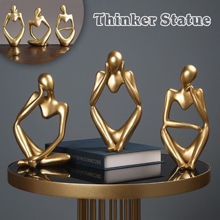 Thinker Statue Golden Abstract Sculpture Resin Statue Collec
