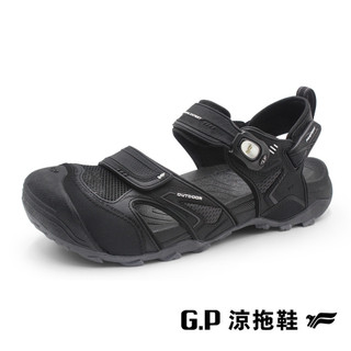 G.P(男)GRIP-TECH戶外越野護趾涼拖鞋 男鞋-黑色