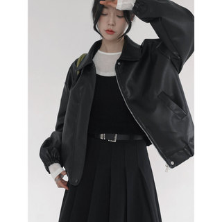 Codibook｜韓國 common unique Uni Boxy 領皮革夾克［預購］夾克 女裝