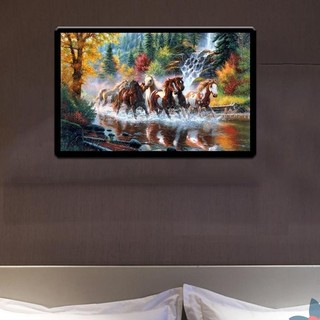 56 X 35cm Running Horses 5D Diamond DIY Painting Kit Home