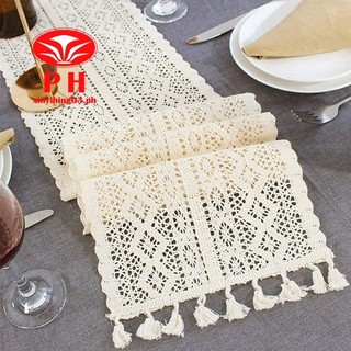 Macrame Table Runner,Cotton Table Runner with Tassels(24X160