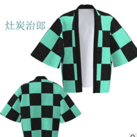 🏆💖鬼滅之刃服裝 鬼滅之刃cos服 動漫鬼滅之刃Demon Slayer大人兒童裝炭治郎禰豆印花開衫披風和服