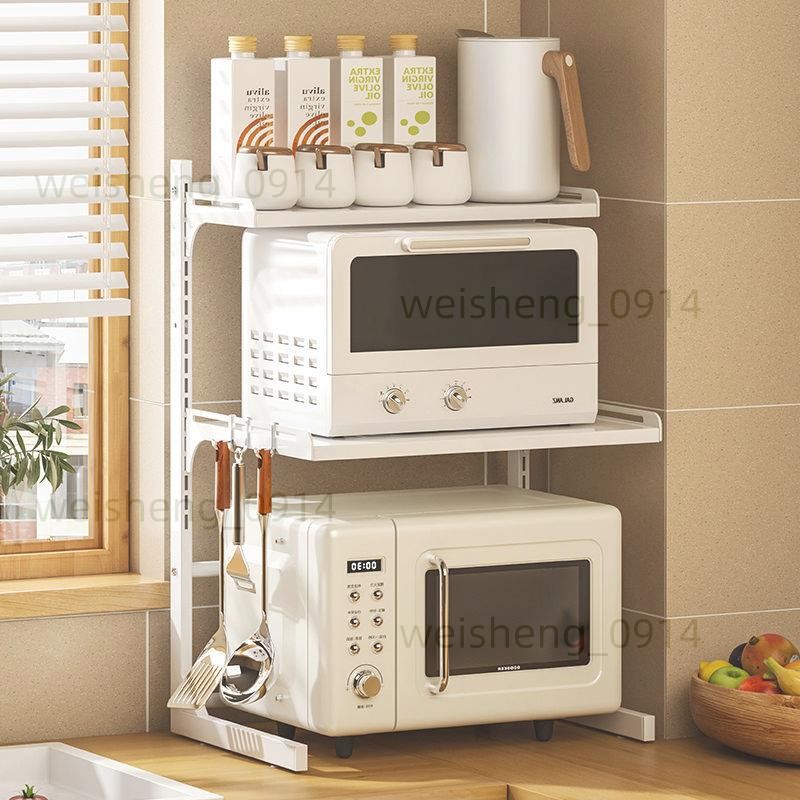 網紅可調節廚房微波爐置物架空氣炸鍋電飯煲收納架烤箱架調料架子