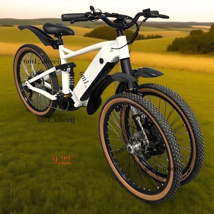 倒三輪中置電機電動自行車鋰電池電動自行車軟尾減震倒三輪助力車-咨詢運費