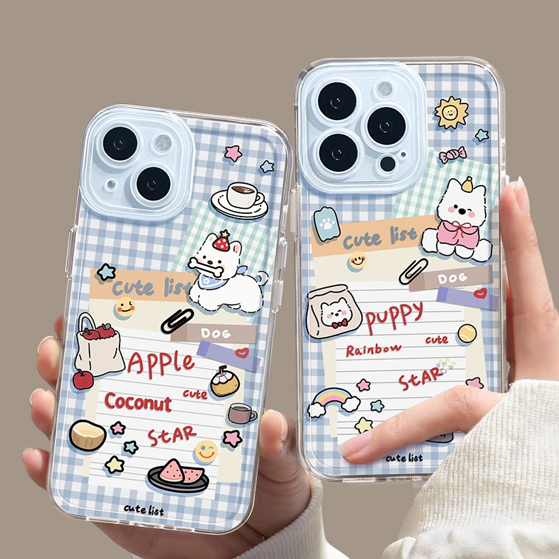 ZEYOU精選🥇17保護殼 格紋小狗蘋果16手機殻iphone16promax新款15透明14防摔13保護套12