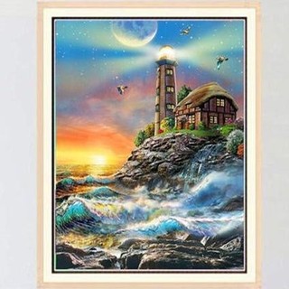 30*40cm Lighthouse 5D DIY Full Drill Diamond Painting Cross