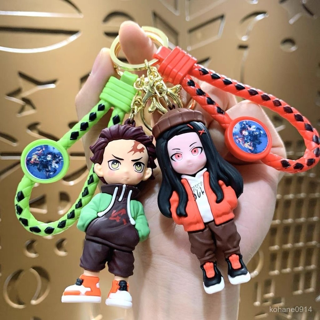 鬼滅 海報 鬼滅之刃小卡週邊 鬼滅弔飾 新款鬼滅之刃鑰匙扣立體卡通公仔書包掛件汽車鑰匙鏈娃娃機小禮品