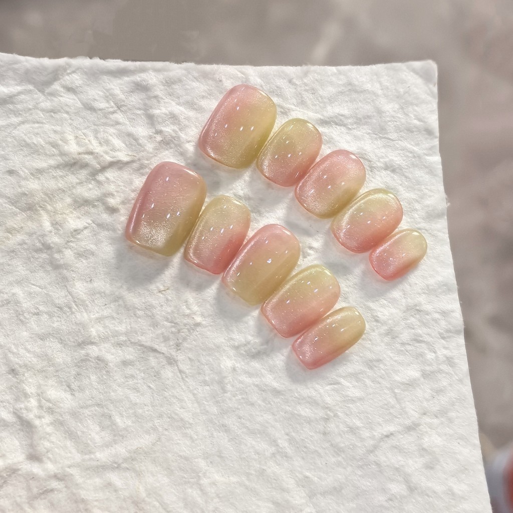 热销*爆款夏日多巴胺貓眼 美甲 彩虹糖果 穿戴甲美甲貼片指甲貼片光療美甲美甲甲片美甲飾品美甲材料美甲貼紙