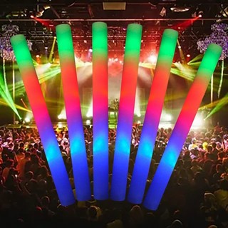 20pcs Glow Sticks Light-Up LED RGB Foam Stick Cheer Batons R