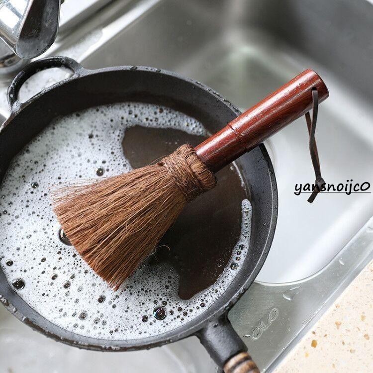 台灣出貨 天然洗鍋椰棕鍋神器 洗鍋刷 長柄清潔刷 小刷子 清洗刷 洗碗刷 鍋刷 廚房洗鍋碗碟椰棕不粘鍋棕櫚刷鐵鍋清潔