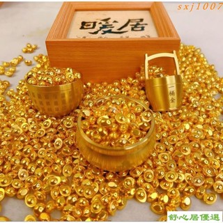 聚寶盆 百福缸一桶金 實心模擬沙金小元寶 家居擺件 滿盆滿桶滿缸 招財擺飾 沙金元寶 招財裝飾 迷你金元寶