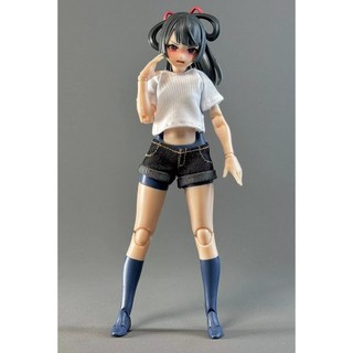 1/12兵人衣服娃衣12分OB BJD6寸機娘窩之殼龍山牛仔熱褲白T恤套裝