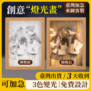 【臺灣加急】客製化燈光畫來圖訂製LED氣氛床頭燈素描綫條光影畫照片發光畫小夜燈創意裝飾抬臺燈生日情人節交換禮物週年紀念品