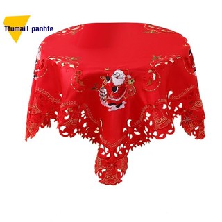 Christmas Embroidered Table Cloth,Hollow-Out Round Table Lin