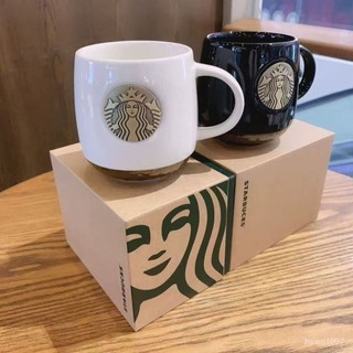 🔥臺灣出貨🔥經典星巴克咖啡杯杯子銅章陶瓷杯情侶魚鱗馬克杯家用水杯禮品