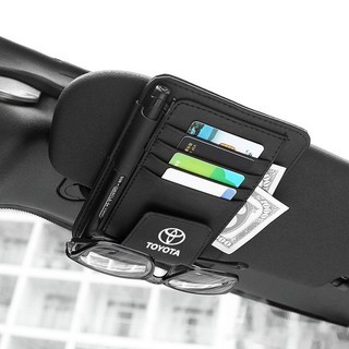 Car Sun Visor Organizer Card Holder Sunglasses Clip PU Leath