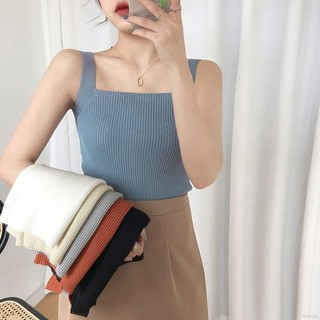 Women's Sexy Square Collar Solid Sleeveless Pullover Knitted