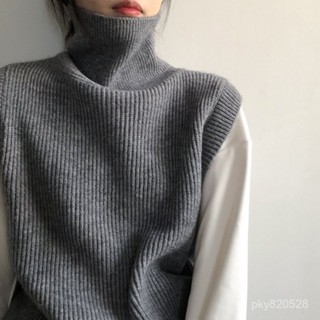【免運】臺灣出貨 高領毛衣女 言雙 純色高領無袖毛衣女 秋季新款複古疊穿外搭針織背心 FVO5