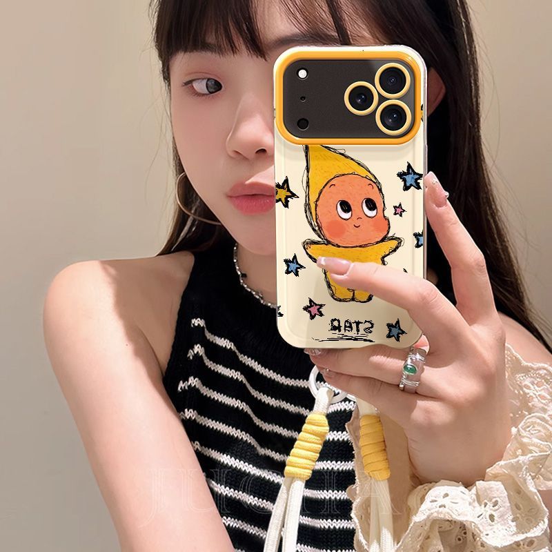 ZEYOU精選🥇17保護殼 質感手機殼 適用iphone17手機殻帶掛繩小衆蘋果16pro不撞款15輕奢塗鴉星星人