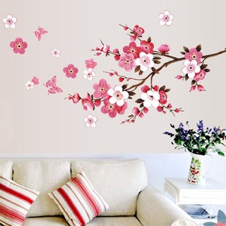 Pink Cherry Blossom Wall Sticker Decal Romantic Flowers for