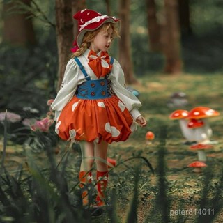 萬聖節服裝 萬聖節裝扮 綠野僊蹤兒童洛麗塔裙子女童洋氣可愛小紅帽蘑菇節日錶演cos套裝