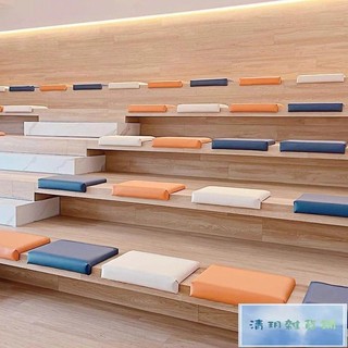 💕免運💕樓梯座墊L型坐墊ins風換鞋凳軟包奶茶店長餐椅定製抓皮卡座折角
