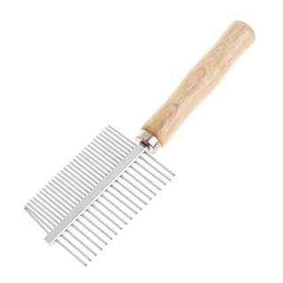 Pet Comb Grooming Double Combs Stainless Steel Wooden Handle