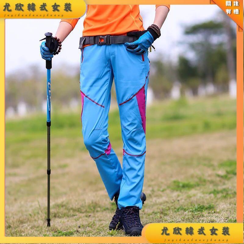 ✨台灣直售爬山褲 登山褲 運動褲 登山褲女 速乾褲女款薄款夏中高腰男長褲子拼色緊身運動彈力快乾登山衝鋒褲