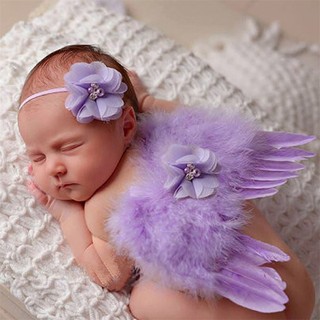 Kids Flowers Feather Lace Headband & Angel Wings Prop