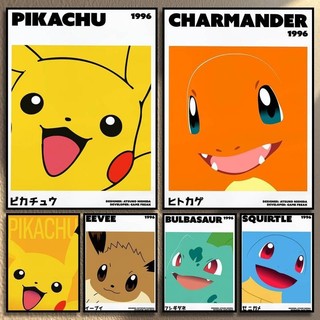 裝飾畫🔥皮卡丘伊布 Charmander Bulbasaur Squirtle 海報印刷家居裝飾畫無框