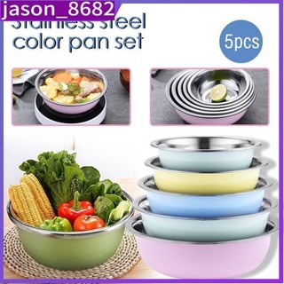 5pcs/set Stainless Steel Mixing Bowl Bowl Food Storage Salad