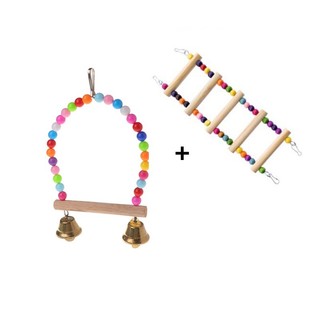 Wooden Bird Parrots Swing Toy Hanging Climbing Ladders Perch