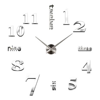 3D Large Wall Clock,Modern DIY Wall Clock with Mirror Number