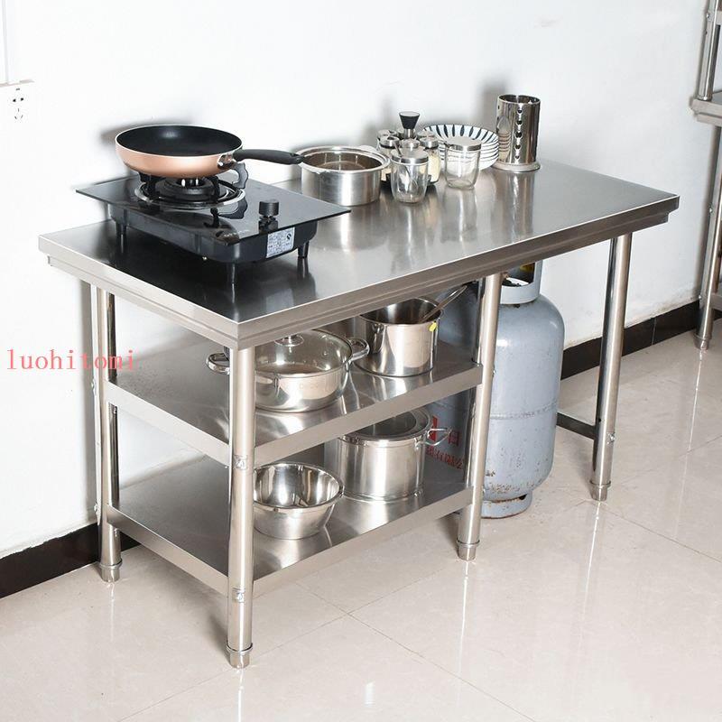 推薦 廚房工作台 拆裝不銹鋼工作臺 放煤氣罐竈臺架 廚房切菜打荷臺 案闆收納置物架子