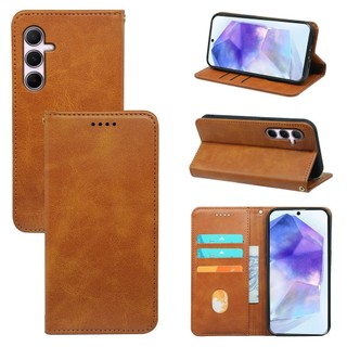適用三星S24FE手機皮套Galaxy S25手機殻S22翻蓋小牛皮手機保護套