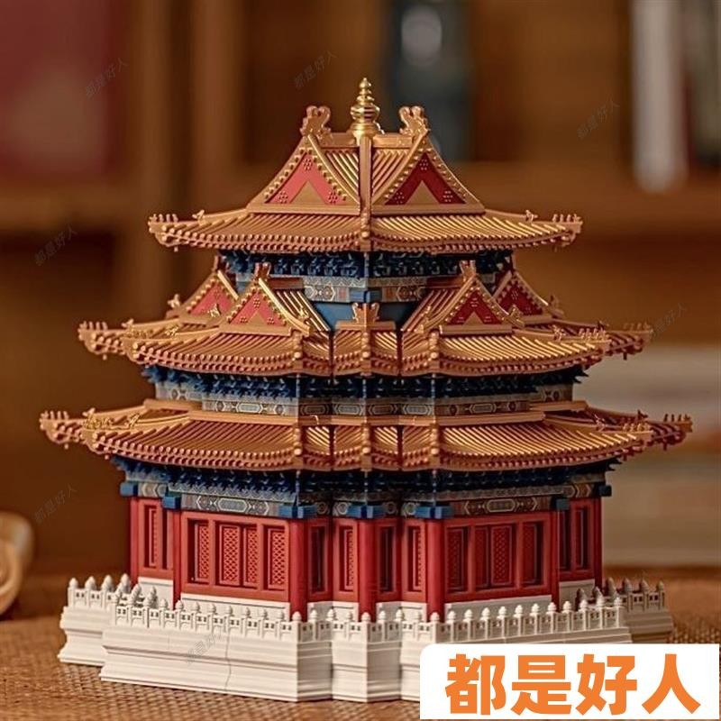 台灣發貨💖✨模型組裝模型积木模型千年榫營造積木祈年殿紀念版重檐亭角樓模型斗拱大型拼插榫卯積木