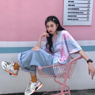 Oversized T-shirts Harajuku Style Tie-dye Bf Cec Short Sleev