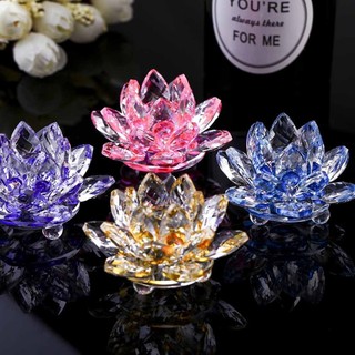 Crystal Lotus Crystal Glass Figure Paperweight Ornament Home