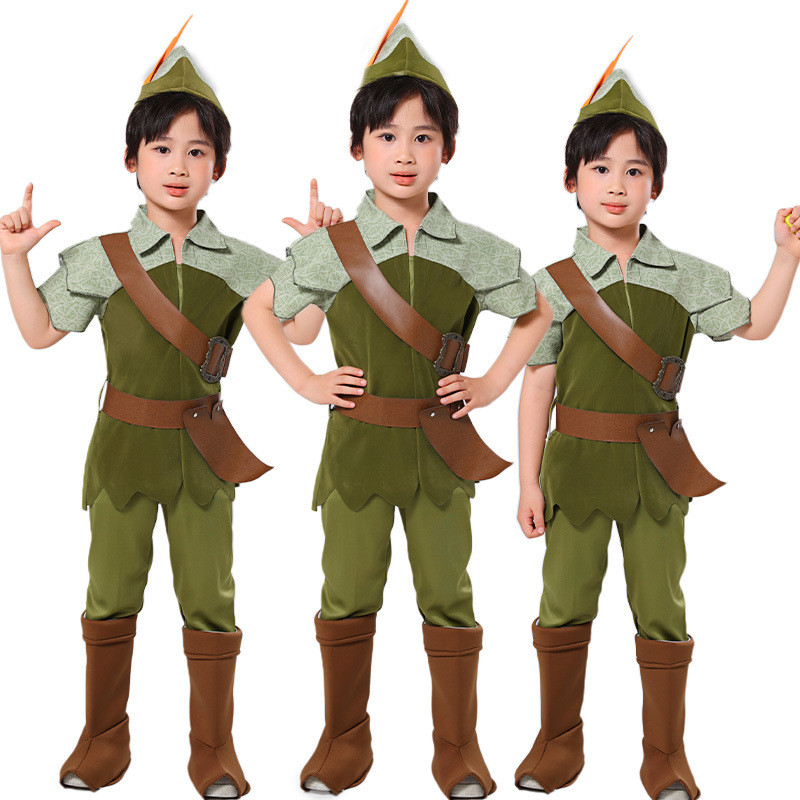 萬聖節裝扮演出服 彼得潘裝扮cos服 電影小飛俠 Peter Pan  綠色小精靈 小飛俠彼得潘表演服
