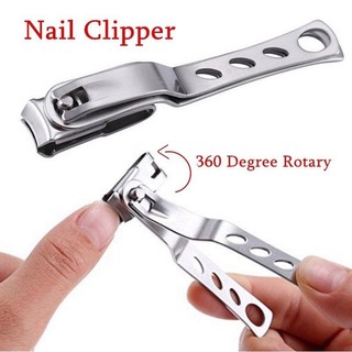 Stainless steel nail clipper with easy long handle 360 degre