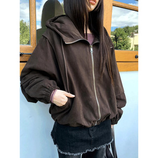 Codibook｜韓國 wonderwonder 休閒連帽拉鍊寬鬆口袋抽繩外套［預購］拉鍊外套 飛行員夾克 女裝