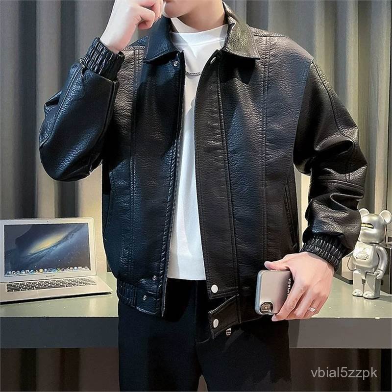 皮衣 男皮衣痞帥重磅褂子休閒皮潮流機車設計春秋季外套男士感秋裝百搭 韓係 10161016 TNA0