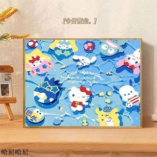 哈尼hani | Kitty貓數字油畫diy可愛卡通動漫烏薩奇手工手繪填色裝飾掛畫