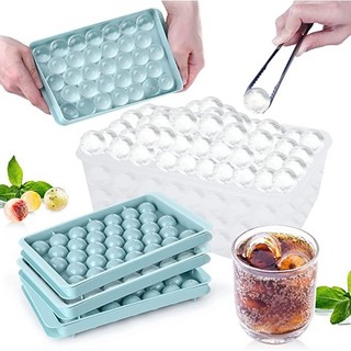 Mini Ice Cube Tray with Lid Round Ice Ball Maker Mold for Fr