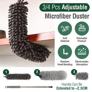4in1 Adjustable Duster Brush Extra Long Microfiber Duster wi