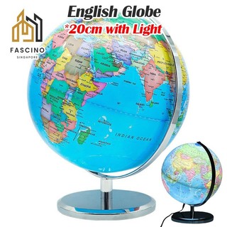 20cm World Globe English Version World Map Globe with Led Li