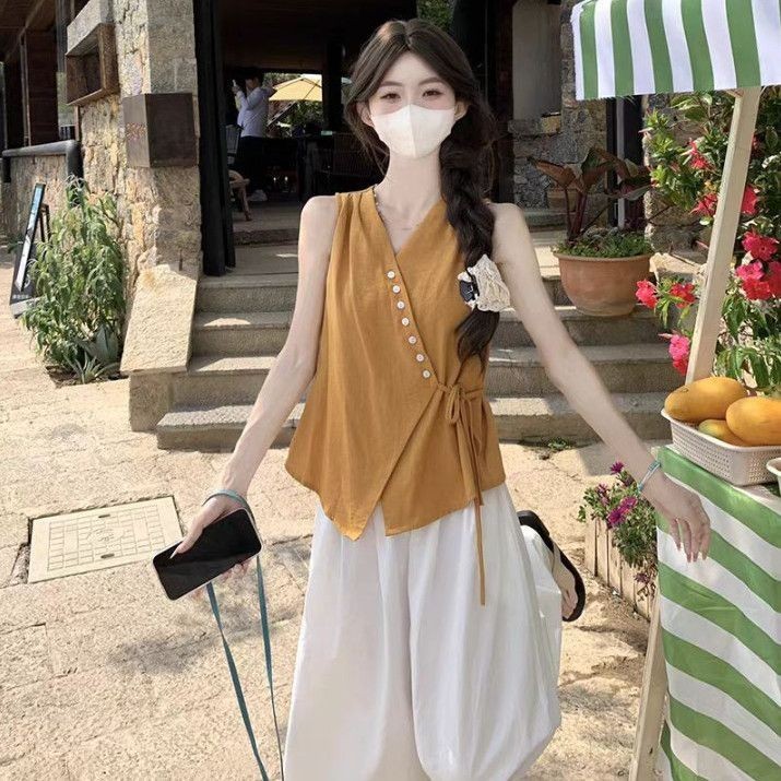 【免運】臺灣出貨💕娜米の穿搭無袖上衣女夏日2026新款多巴胺穿搭獨特漂亮法式小資襯衫