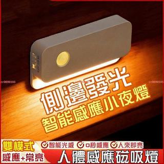 LE磁吸感應燈 側發光床頭燈 壁掛式人體感應燈 衣櫃夜燈 臥室過道夜燈 磁吸充電小夜燈 展示燈 床頭燈#rr069010