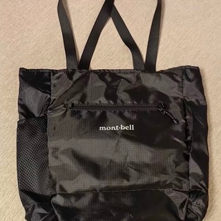 近全新mont-bell 防水購物袋輕量登山折疊收納輕巧黑色POCKETABLE LIGHT TOTE S托特包s極新