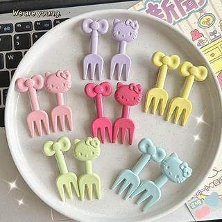 彩色Hello kitty水果叉子 ins可愛創意學生少女心卡通圖案水果叉69